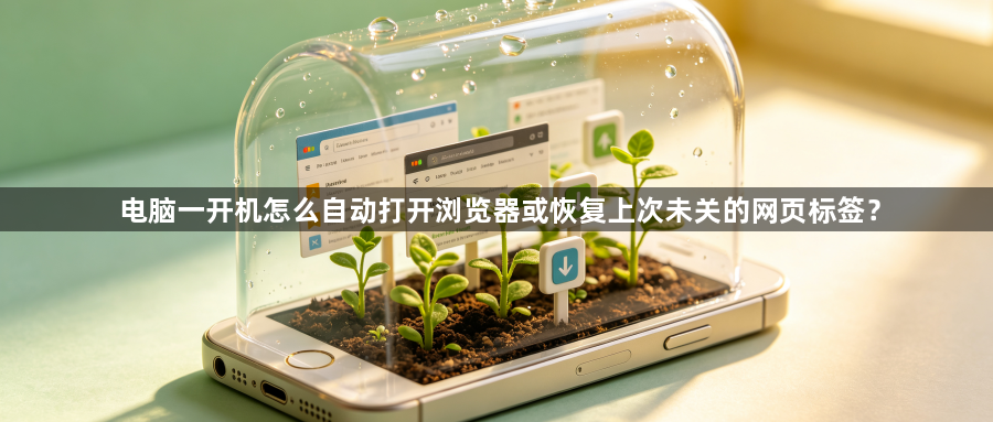 电脑一开机怎么自动打开浏览器或恢复上次未关的网页标签？1
