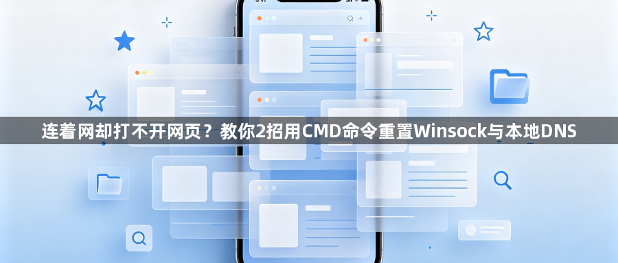 连着网却打不开网页?教你2招用CMD命令重置Winsock与本地DNS1